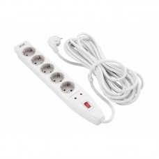 Подовжувач-фільтр мережевий 2E 5xТип F, 3x1.5мм кв, 16A, з захистом від перенапруги, 10м, білий