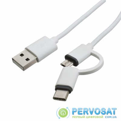 Дата кабель USB 2.0 AM to Micro 5P + Type-C 1.0m PATRON (CAB-PN-MIC-TYPE-C-1M)