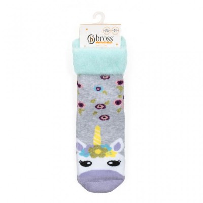 Шкарпетки Bross махрові з єдинорогом (21073-3G-gray)