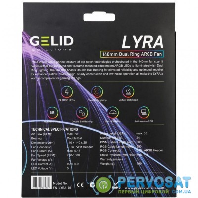 Кулер для корпуса Gelid Solutions Lyra ARGB 140mm (LYRA ARGB FAN)