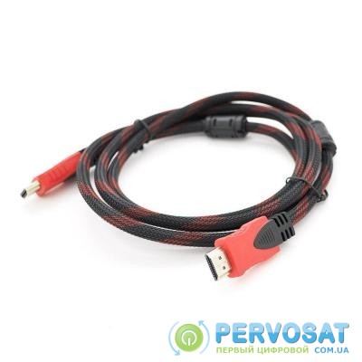 Кабель мультимедийный HDMI to HDMI 10.0m v1.4, OD-7.4mm Black/RED Merlion (YT-HDMI(M)/(M)NY/RD-10m)