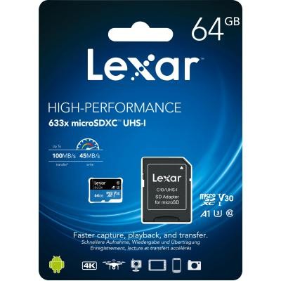 Карта памяти Lexar 64GB microSDXC class 10 UHS-I 633x (LSDMI64GBB633A)