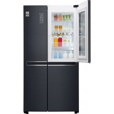 Холодильник SBS LG GC-Q247CBDC, 179х74х91см, 2 дв., Холод.відд. - 406л, Мороз. відд. - 220л, A+, NF, Лінійний , Зона свіжості, Door in door, Матовий чорний