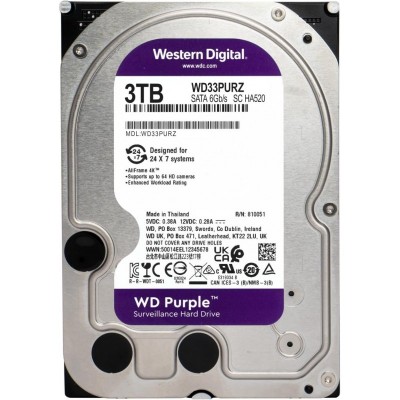Жорсткий диск WD  3TB 3.5" 256MB SATA Purple Surveillance