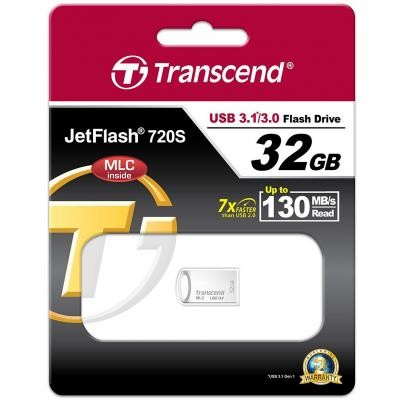 USB флеш накопитель Transcend 32GB JetFlash 720 Silver Plating USB 3.1 (TS32GJF720S)