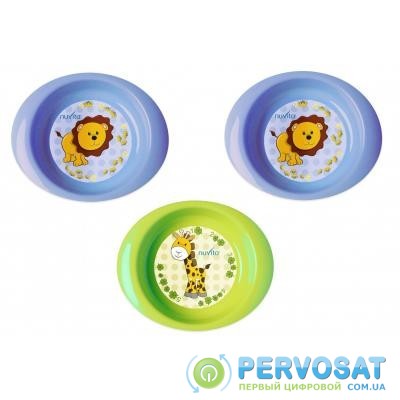 Набор детской посуды Nuvita тарелочки 6м+ 3шт. глубокие синие и салатовая (NV1422Blue)