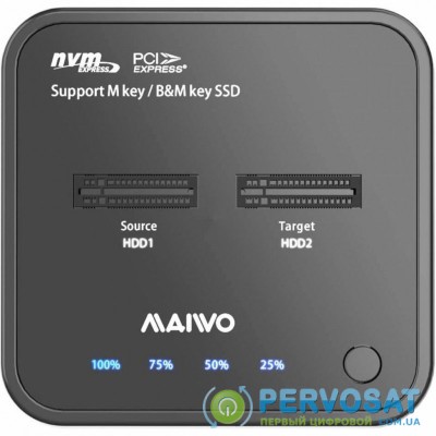 Док-станция Maiwo 2*NVMe M.2 SSD Key M/B+M USB 3.1 Gen2 Type-C (K3016P)