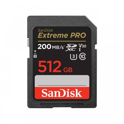 Карта пам'яті SanDisk SD 512GB C10 UHS-I U3 R200/W140MB/s Extreme Pro V30