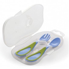 Набір для годування Nuvita виделка і ложка в кейсі, блакитний Набір для годування Nuvita виделка і ложка в кейсі, блакитний