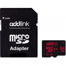 Карта пам'яті AddLink 64GB microSDXC class 10 UHS-I V30 U3 A1 (ad64GBMSXU3A) Карта пам'яті AddLink 64GB microSDXC class 10 UHS-I V30 U3 A1 (ad64GBMSXU3A)