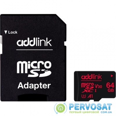 Карта памяти AddLink 64GB microSDXC class 10 UHS-I V30 U3 A1 (ad64GBMSXU3A)