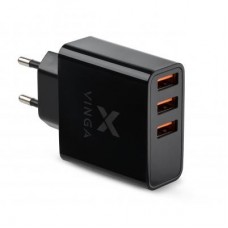Зарядний пристрій Vinga 3 Port Display Wall Charger 17W Max (VWCAAADBK)