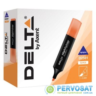 Маркер Delta by Axent Highlighter D2501, 2-4 мм, chisel tip, yellow (D2501-08)