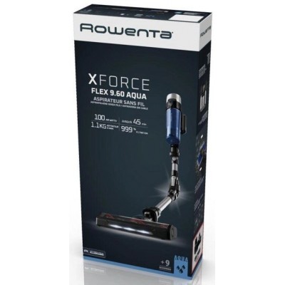 Пилосос ROWENTA безпровідний X-Force 9.6 Aqua Allergy, 250Вт, вологе прибирання, конт пил -0,44л, автон. робота до 45хв, срібно-синій