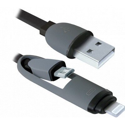 Дата кабель USB10-03BP USB - Micro USB/Lightning, black, 1m Defender (87488)