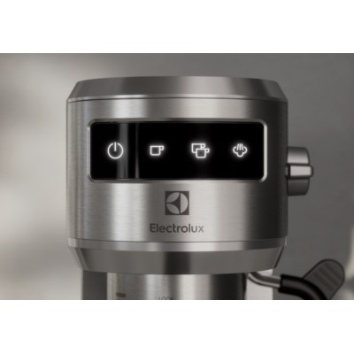 Кавоварка Electrolux ріжкова, 1л, мелена, ручний капуч, LED-дисплей, підігрів чашок, нерж