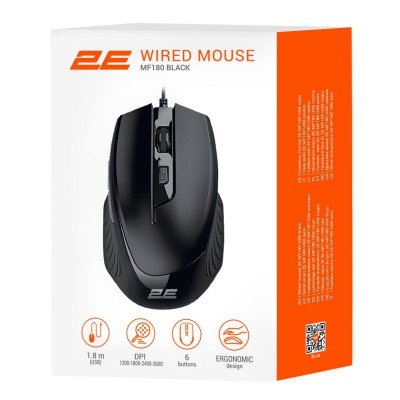 Миша 2E MF180, USB-A, чорний