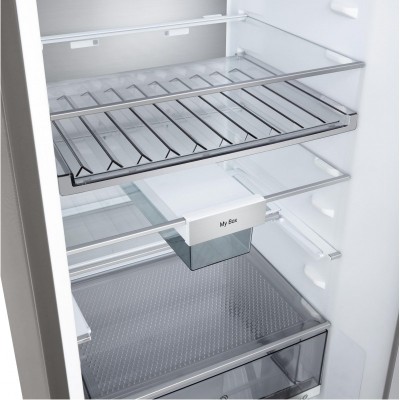 Холодильник LG з нижн. мороз., 203x60х68, холод.відд.-262л, мороз.відд.-113л, 2дв., E, NF, інв., диспл зовн., Fresh Сonverter, Metal Fresh, сріблястий