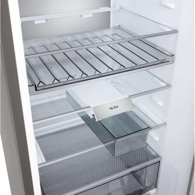 Холодильник LG з нижн. мороз., 203x60х68, холод.відд.-262л, мороз.відд.-113л, 2дв., E, NF, інв., диспл зовн., Fresh Сonverter, Metal Fresh, сріблястий