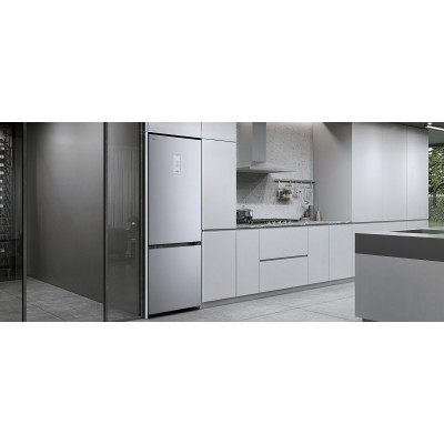 Холодильник LG з нижн. мороз., 203x60х68, холод.відд.-262л, мороз.відд.-113л, 2дв., E, NF, інв., диспл зовн., Fresh Сonverter, Metal Fresh, сріблястий