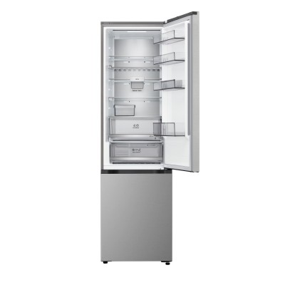 Холодильник LG з нижн. мороз., 203x60х68, холод.відд.-262л, мороз.відд.-113л, 2дв., E, NF, інв., диспл зовн., Fresh Сonverter, Metal Fresh, сріблястий