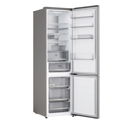 Холодильник LG з нижн. мороз., 203x60х68, холод.відд.-262л, мороз.відд.-113л, 2дв., E, NF, інв., диспл зовн., Fresh Сonverter, Metal Fresh, сріблястий