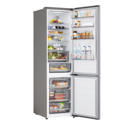 Холодильник LG з нижн. мороз., 203x60х68, холод.відд.-262л, мороз.відд.-113л, 2дв., E, NF, інв., диспл зовн., Fresh Сonverter, Metal Fresh, сріблястий