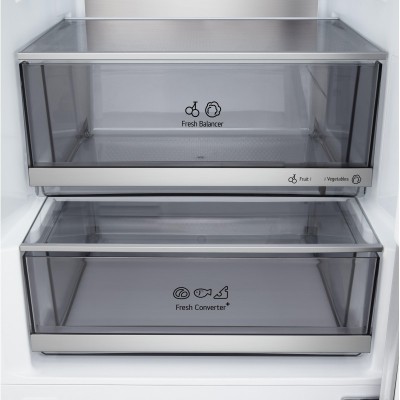 Холодильник LG з нижн. мороз., 203x60х68, холод.відд.-262л, мороз.відд.-113л, 2дв., E, NF, інв., диспл зовн., Fresh Сonverter, Metal Fresh, сріблястий