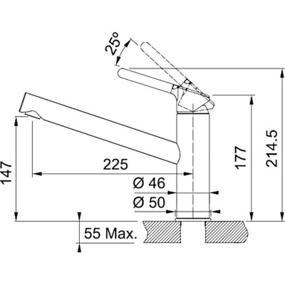 Змішувач для кухні Franke Orbit, довж.виливу - 225мм, 1важіль, хром-онікс