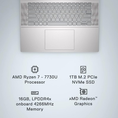 Ноутбук Dell Inspiron 5635 16&quot; FHD+ WVA AG, AMD R7-7730U, 16GB, F1TB, UMA, Win11H, сріблястий