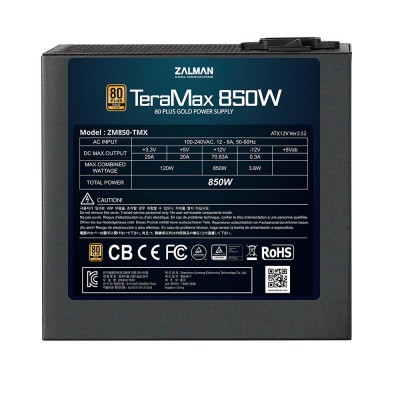 Блок живлення Zalman Teramax (850W) &gt;90%, 80+ Gold, 120mm, 1xMB 24pin(20+4)+10pin, 2xCPU 8pin(4+4), 3xMolex, 12xSATA, 6xPCIe 8pin(6+2), Fully Modular