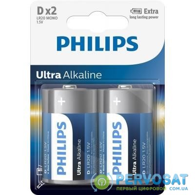 Батарейка PHILIPS D LR20 Ultra Alkaline * 2 (LR20E2B/10)