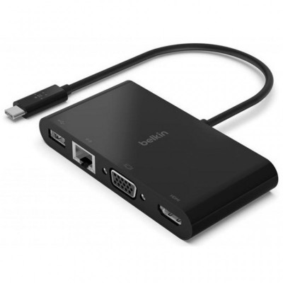 Переходник Belkin USB-C to Ethernet, HDMI, VGA, USB-A, black (AVC005BTBK)