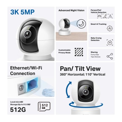 IP-Камера TP-LINK Tapo C232 5MP N300 microSD motion detection. AI