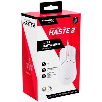 Миша HyperX Pulsefire Haste 2, RGB, USB-A, USB, білий