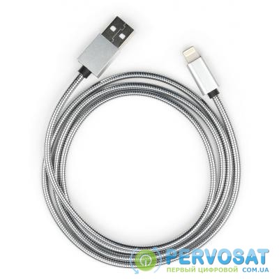 Дата кабель USB 2.0 AM to Lightning 1m stainless steel silver Vinga (VCPDCLSSJ1S)
