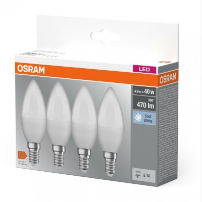 Набір ламп 4шт OSRAM LED E14 4.9Вт 2700К 470Лм B40