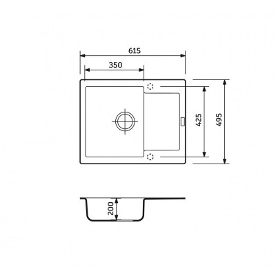 Набір кухонний Adamant Minimal, штучний камінь, прямокут., з крилом, 615х495х200мм, чаша - 1, врізна, Old stone + змішувач та дозатор