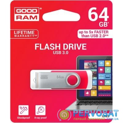 USB флеш накопитель GOODRAM 64GB UTS3 Twister Red USB 3.0 (UTS3-0640R0R11)