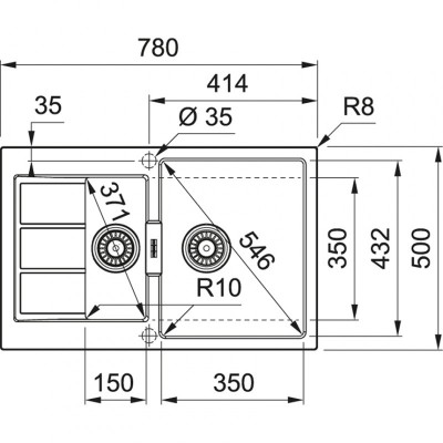 Кухонна мийка Franke Sirius 2.0 S2D 651-78/143.0632.391/дві чаші/тектонайт/780х500х200(150)/врізна/сірий