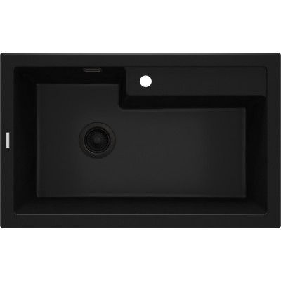Мийка кухонна Deante Eridan, граніт, прямокутна, без крила, 800х500х214мм, чаша - 1, врізна, чорна