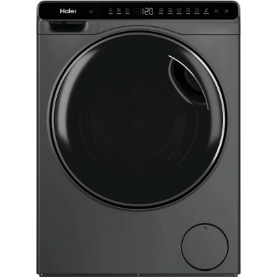 Пральна машина Haier фронтальна, 5кг, 1200, A, 42.3см, дисплей, інвертор, люк чорний, Wi-Fi, висота 70см, cріблястий