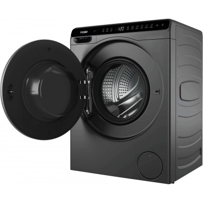 Пральна машина Haier фронтальна, 5кг, 1200, A, 42.3см, дисплей, інвертор, люк чорний, Wi-Fi, висота 70см, cріблястий