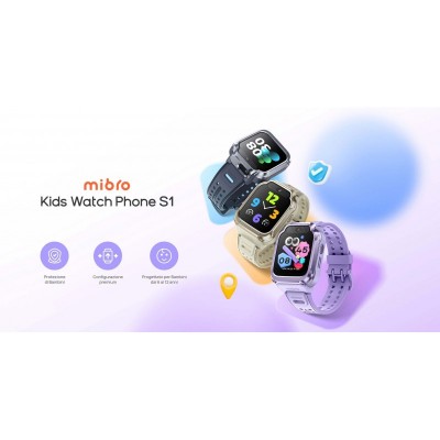 Дитячий годинник-телефон Mibro S1, 1.68", 360x390, GPS, 8MP+5MP, 900мА·год, 2АТM, сутінковий чорний Дитячий годинник-телефон Mibro S1, 1.68", 360x390, GPS, 8MP+5MP, 900мА·год, 2АТM, сутінковий чорний