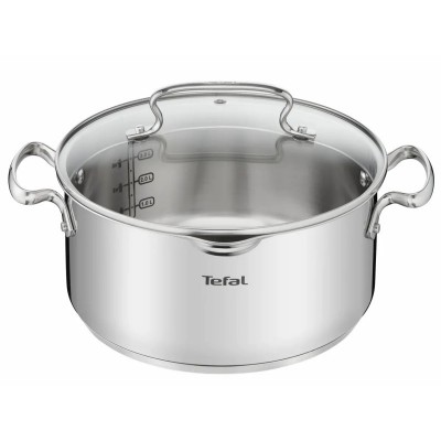 Каструля Tefal DUETTO+, 5л, з кришкою, нержавюча сталь, скло