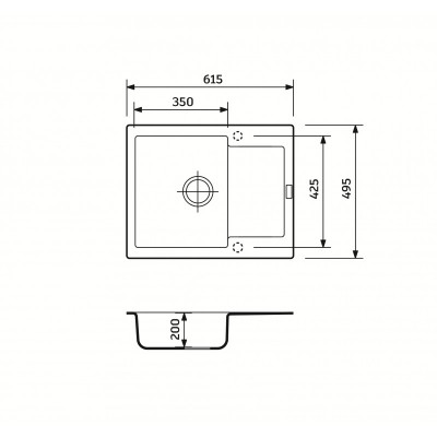 Набір кухонний Adamant Minimal, штучний камінь, прямокут., з крилом, 615х495х200мм, чаша - 1, врізна, сірий + змішувач