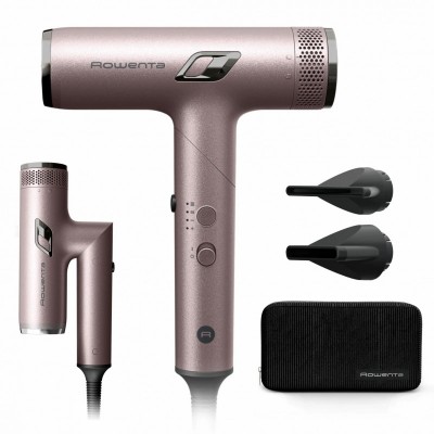 Фен Rowenta T-Shape Maestria Nano Foldable, 1700Вт, 3 режими, іоніз-я, хол. обдув, кейс, рожевий