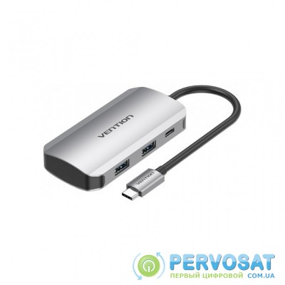 Концентратор Vention USB3.1 Type-C --> USB 3.0x4/PD 100W Hub 5-in-1 (TNBHB)