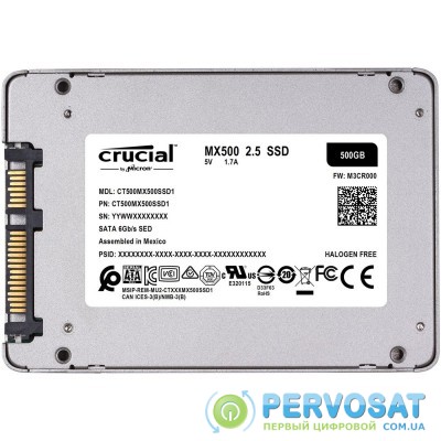 Твердотільний накопичувач SSD 2,5&quot; Crucial MX500 500GB SATA 3D TLC