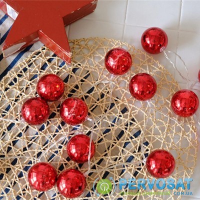 Гирлянда ColorWay Светодиодная Christmas lights ball 6 см 10 LED 1.5 м USB Red (CW-MC-LB10U)